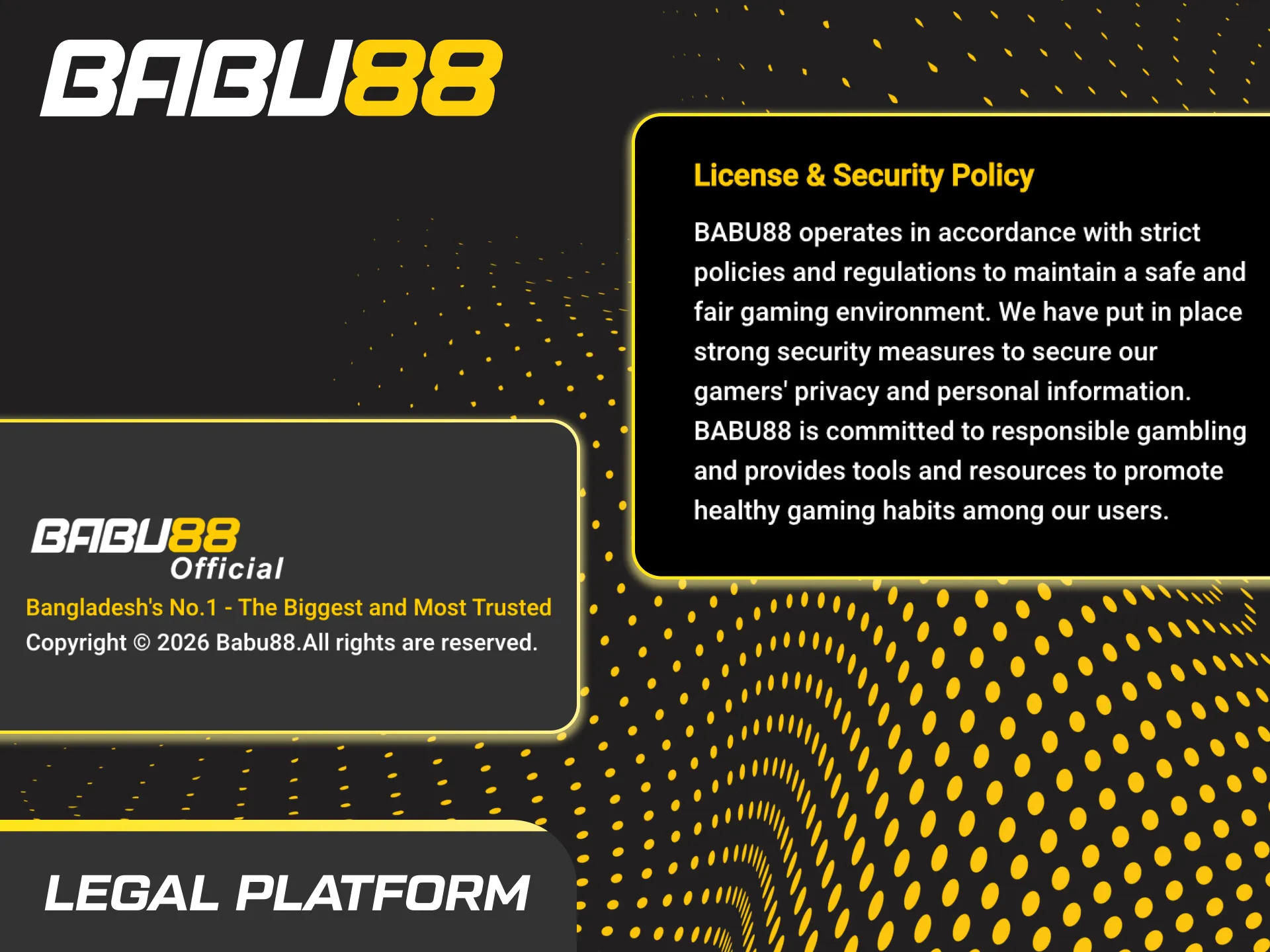 Is Babu88 legal in India? Graphic showing state-specific laws, international licence, KYC/AML, privacy, 18+, responsible play