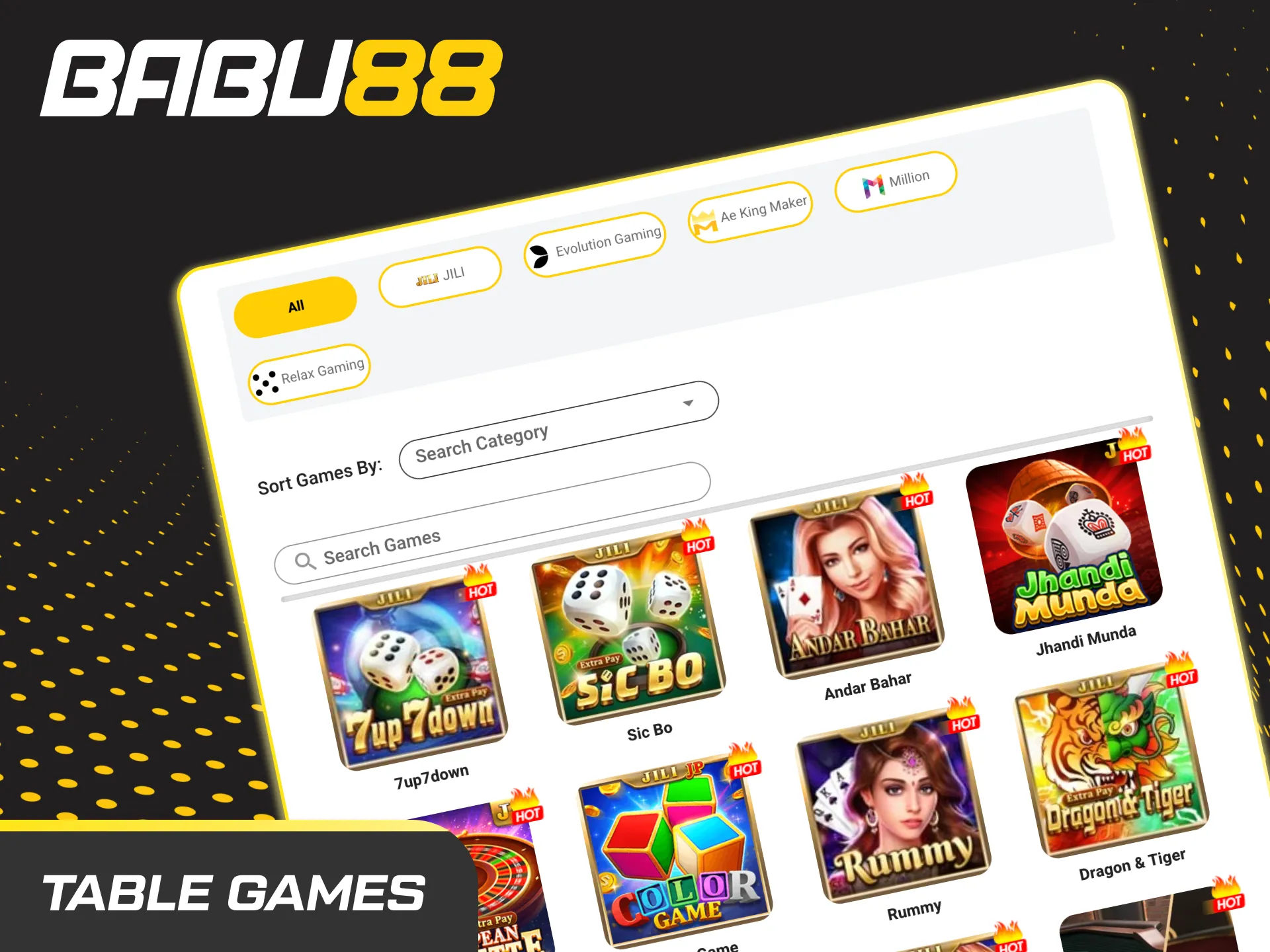 Test your skills on various classic table games at Babu88 casino.