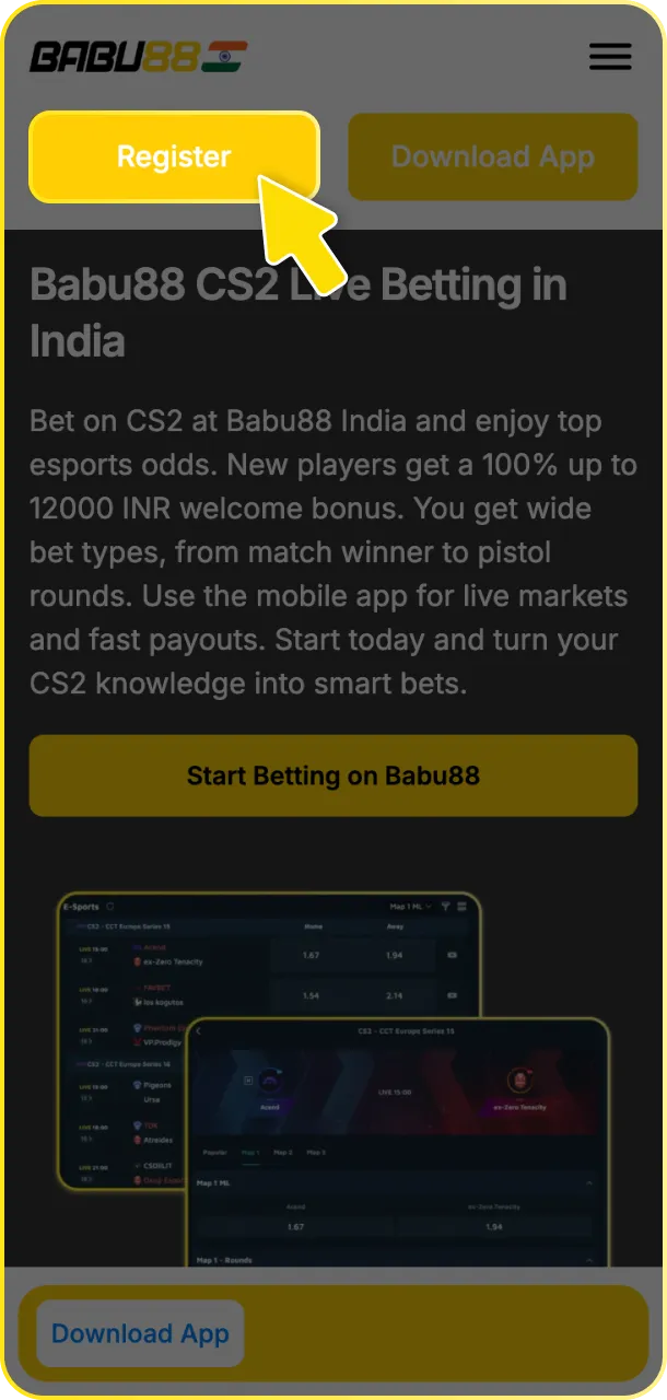Click the button below and complete a quick sign-up at Babu88.