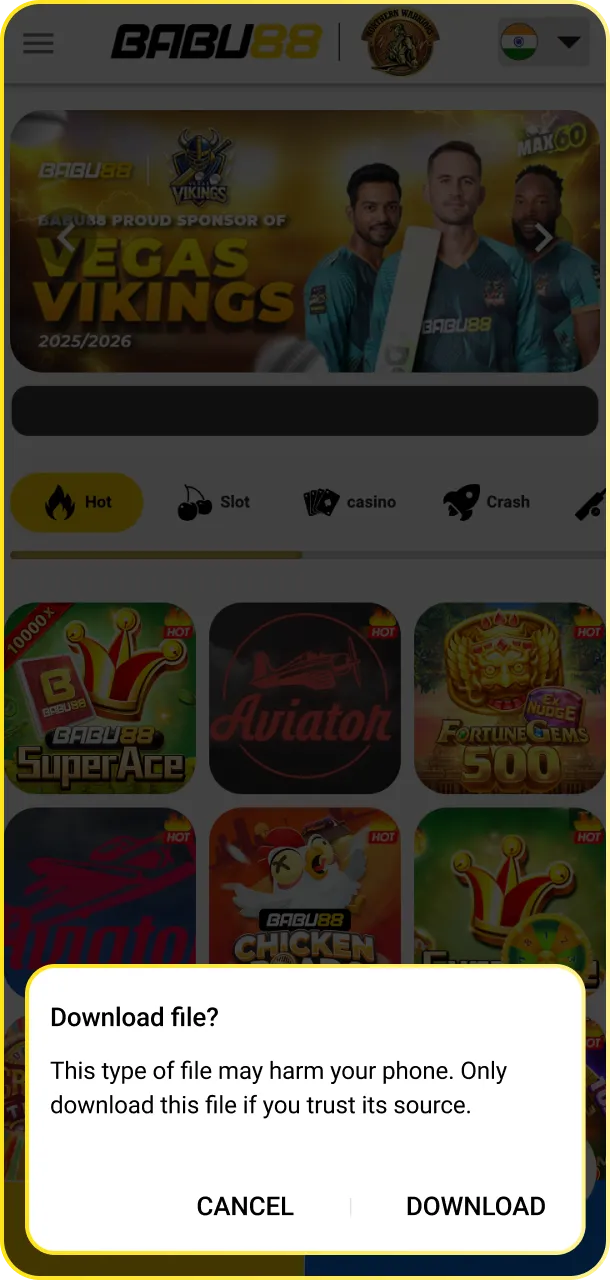 Install and allow permissions to run the Babu88 esports app smoothly.