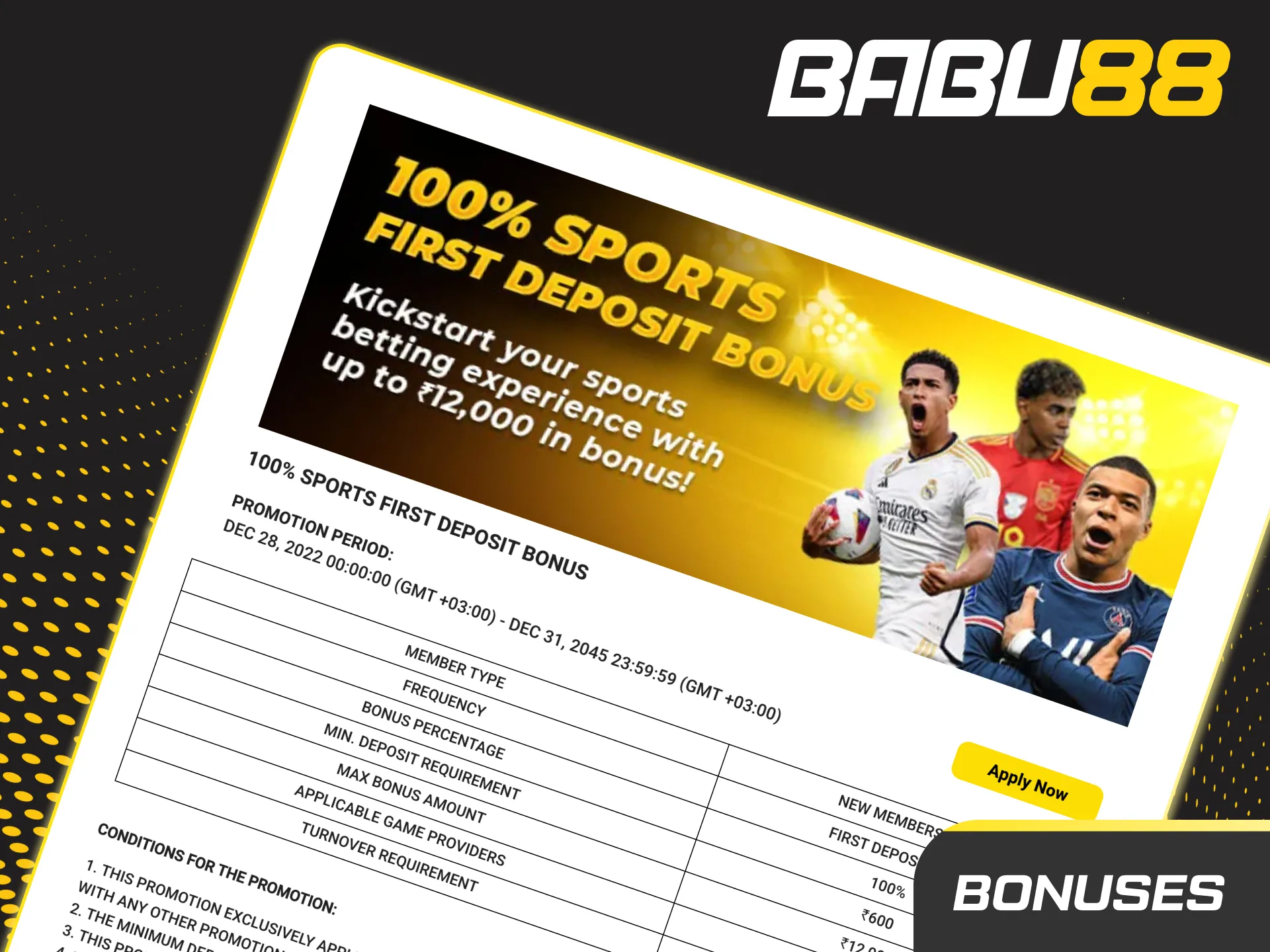 Babu88 ice hockey betting welcome bonus: first deposit offer, min odds 1.50+, wagering and settlement rules apply.