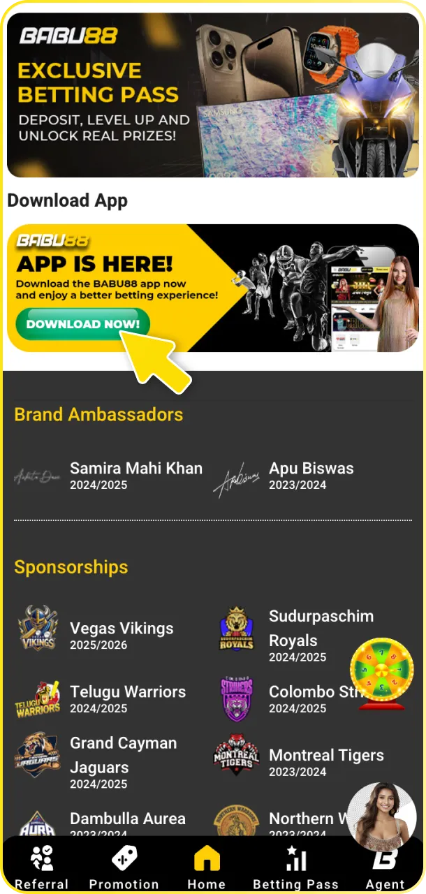 Open the download page and choose Android or iOS for Babu88 ice hockey.