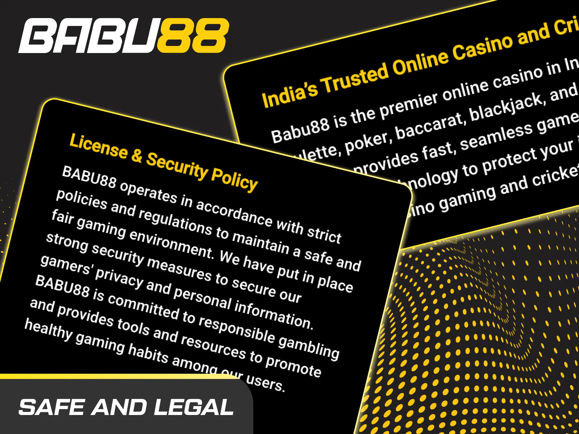Babu88 safety and legal in India—offshore licence, KYC/AML, encryption, privacy, account verification, monitored payments.