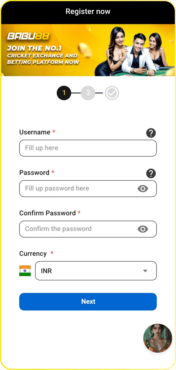 Choose your preferred sign-up method like mobile OTP or email at Babu88.