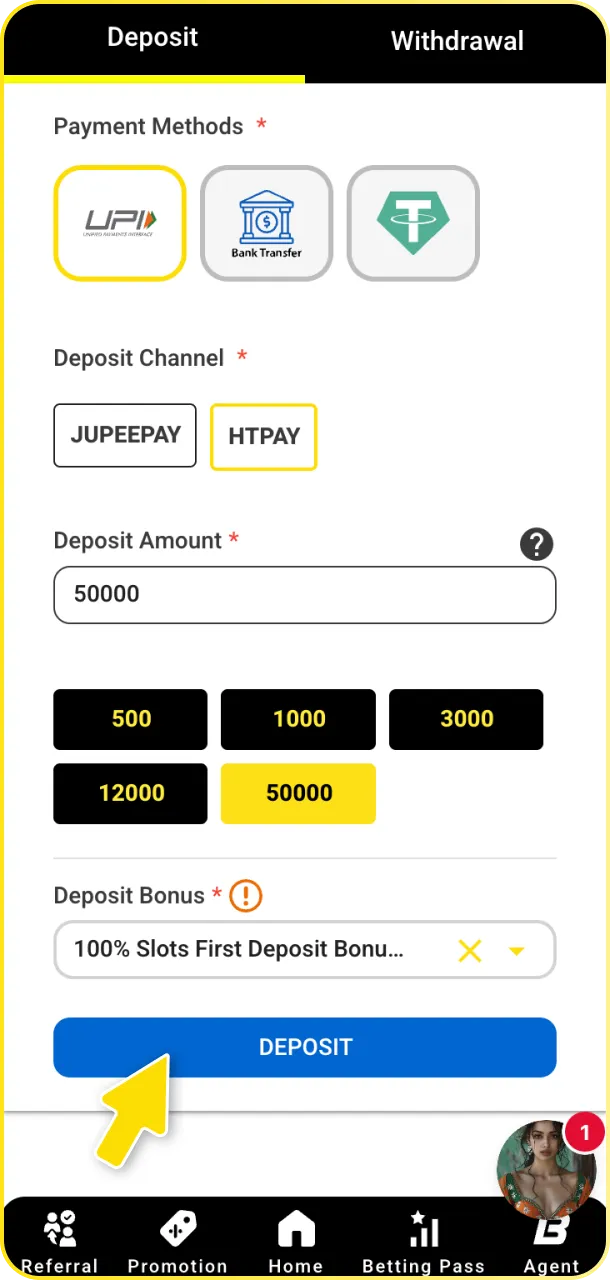 Deposit funds into your profile to start playing slots at Babu88.