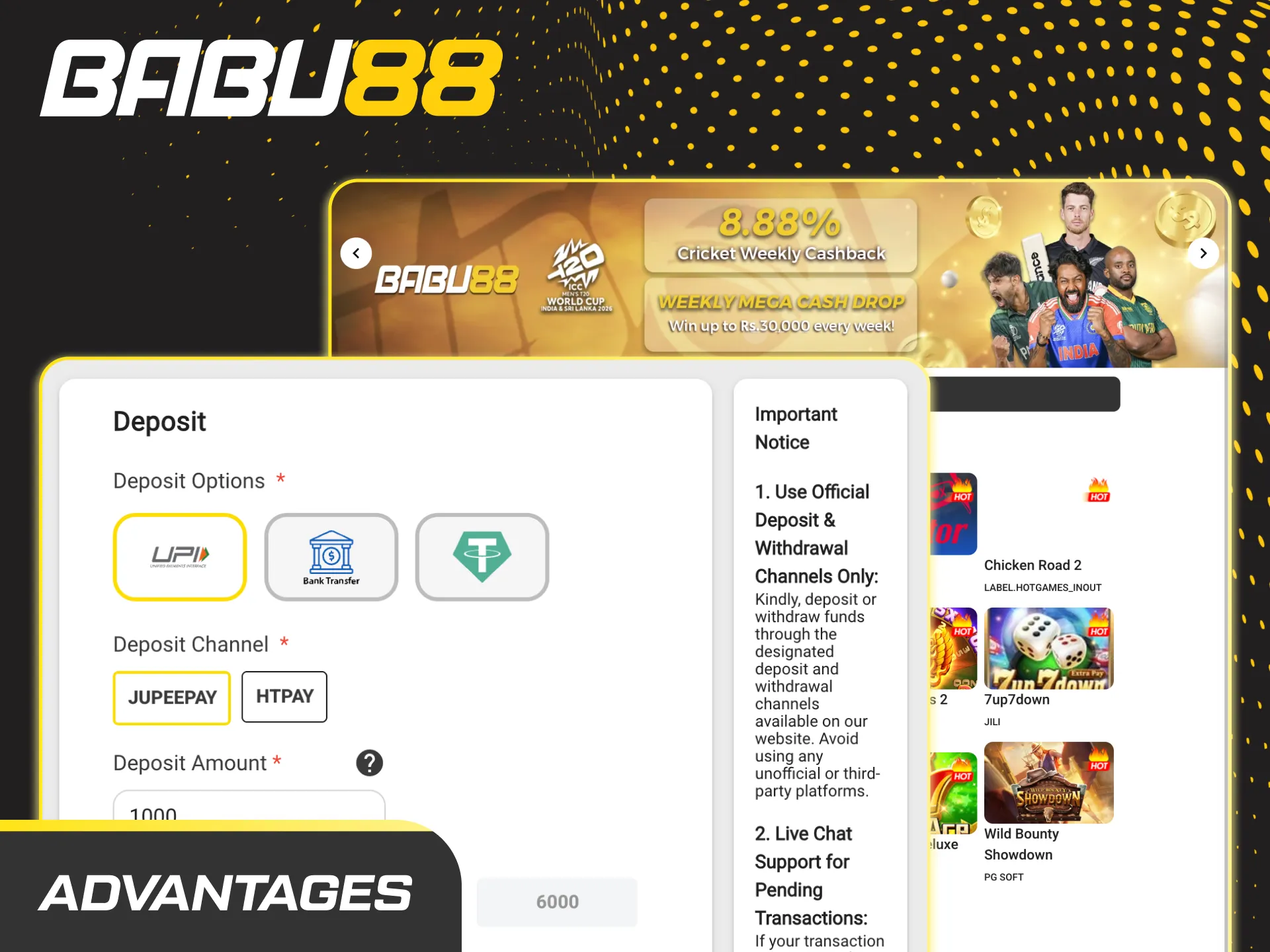 Babu88 India SC2 betting: 100% up to 12000 INR bonus, UPI/Paytm, 24/7 support, Android app, live markets and sharp odds.