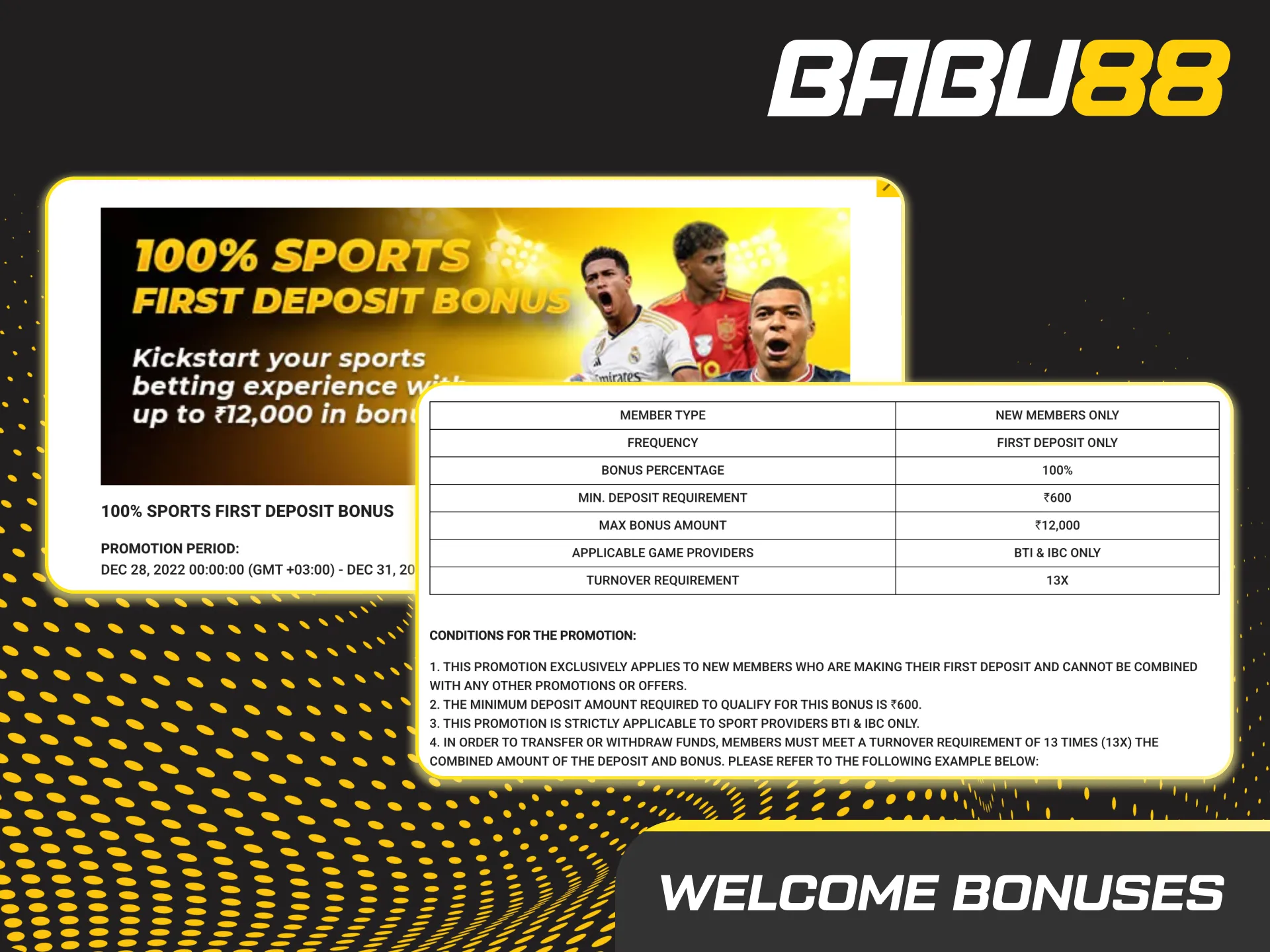 Babu88 India promo: 100% sports welcome bonus up to ₹12,000 for StarCraft II betting, with steps to claim and deposit.