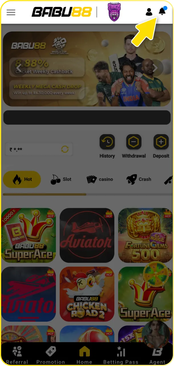 Enable notifications for match start alerts on the Babu88 tennis app.
