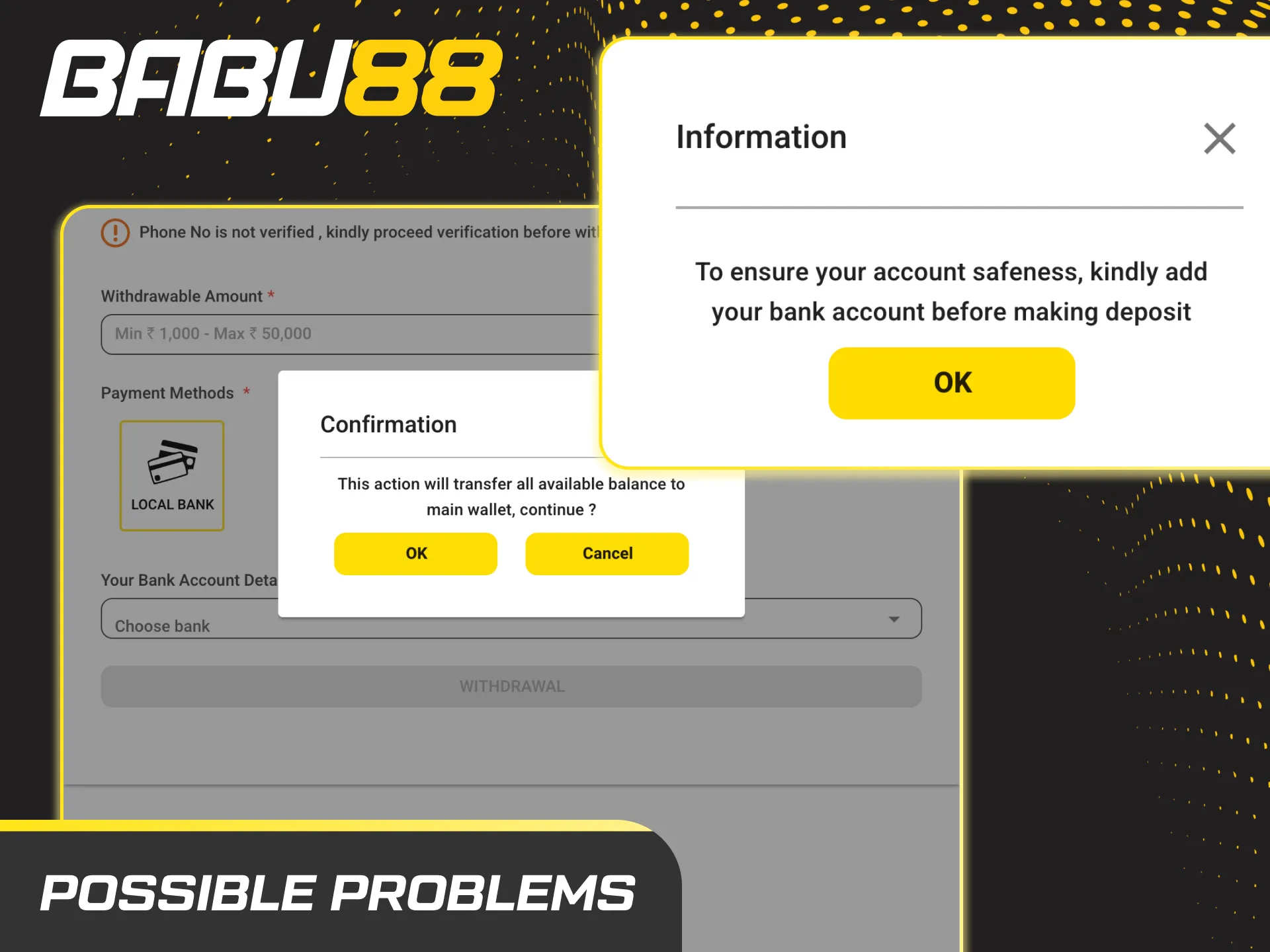 Babu88 withdrawal issues and fixes: KYC, UPI name mismatch, downtime, wagering, crypto network, limits, pending.